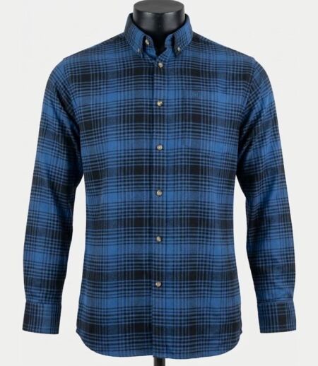 CHALLENGER BACK — Chemise à carreaux manches longues flanelle bleu : le confort chaud et intemporel