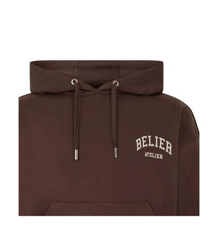 Mens Campus Logo Hoodie Brown Belier