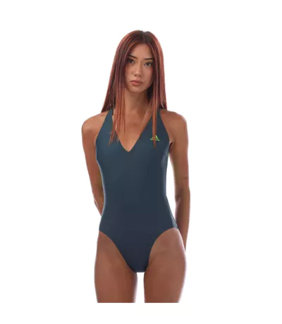 Maillot De Bain 1 Pièce Style 3 Rayures Femme Bleu Sarcelle Adidas