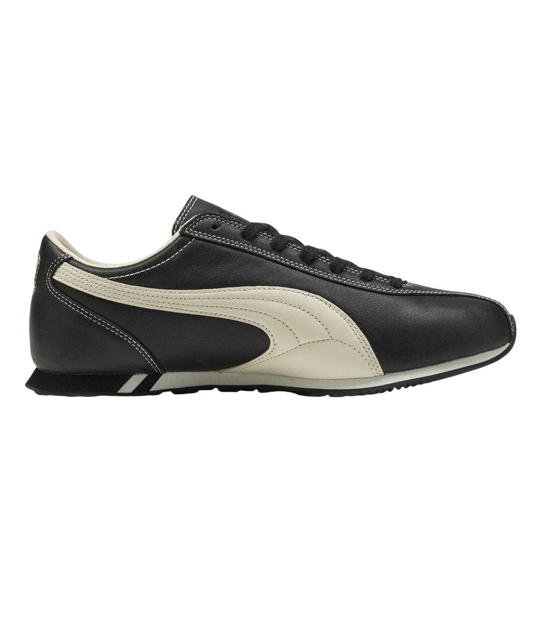 Mens Sprint Cowhide Leather Lace Up Trainers Black White Puma-1