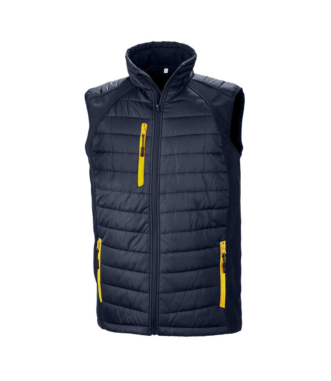 Unisex adult compass softshell gilet navy/yellow Result-1