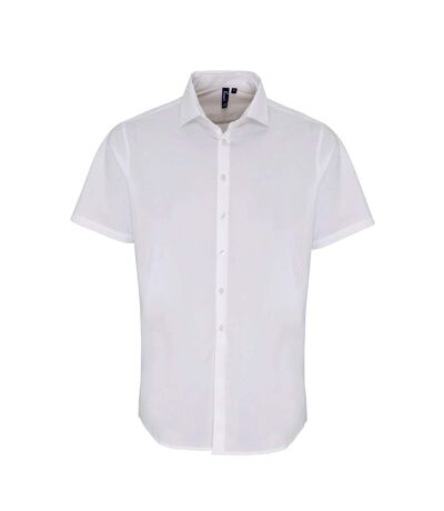 Mens stretch fit poplin short sleeve shirt white Premier