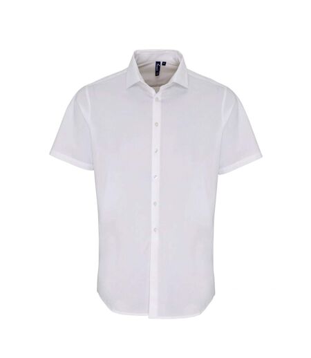 Mens stretch fit poplin short sleeve shirt white Premier