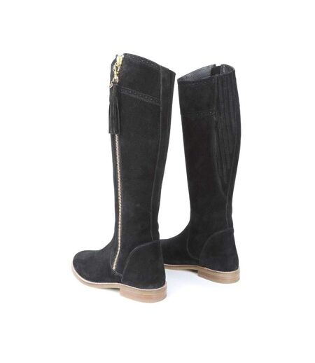 Womens/ladies Arabella Leather Long Boots Black Moretta