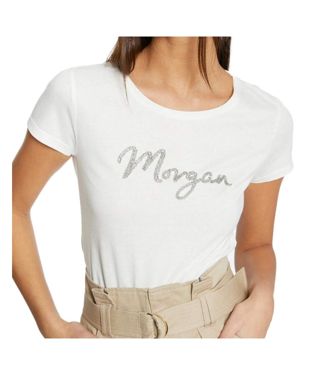 T-shirt Blanc Femme Morgan Dgana - S-1