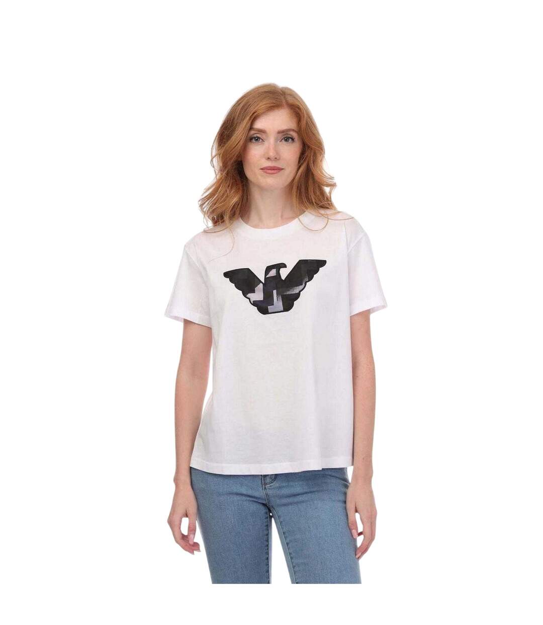 T-shirt Motif/style Logo Brodé Femme Blanc Emporio Armani-1
