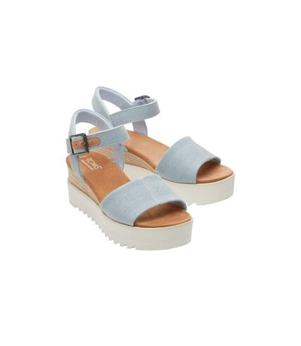 Womens/ladies diana canvas wedges pastel blue Toms