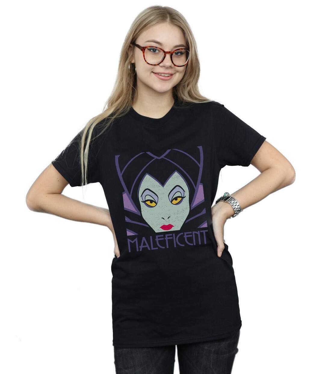 Disney - T-shirt MALEFICENT CROPPED HEAD - Femme (Noir) - UTBI16688-2