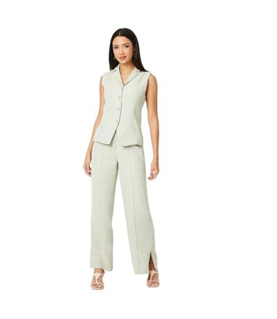 Womens/ladies Collar Detail Sleeveless Blazer Sage Principles