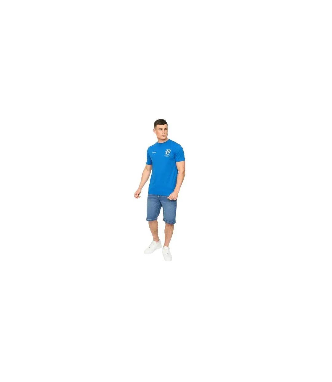 Mens Morville Cotton T-shirt Royal Blue Crosshatch-1