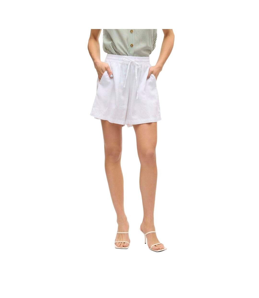 Short Linn Femme Blanc Neige Vero Moda-3