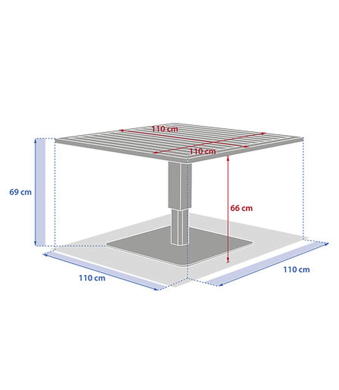 Table de jardin relevable carrée en aluminium SALIMIA - Graphite et honey-3