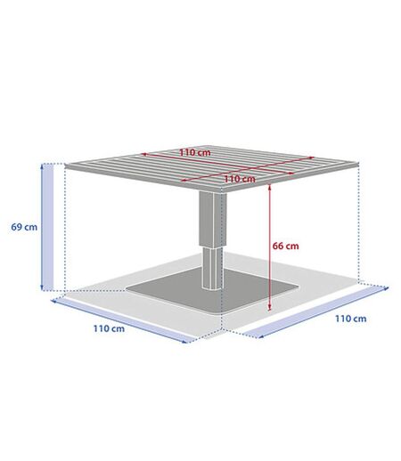 Table de jardin relevable carrée en aluminium SALIMIA - Graphite et honey