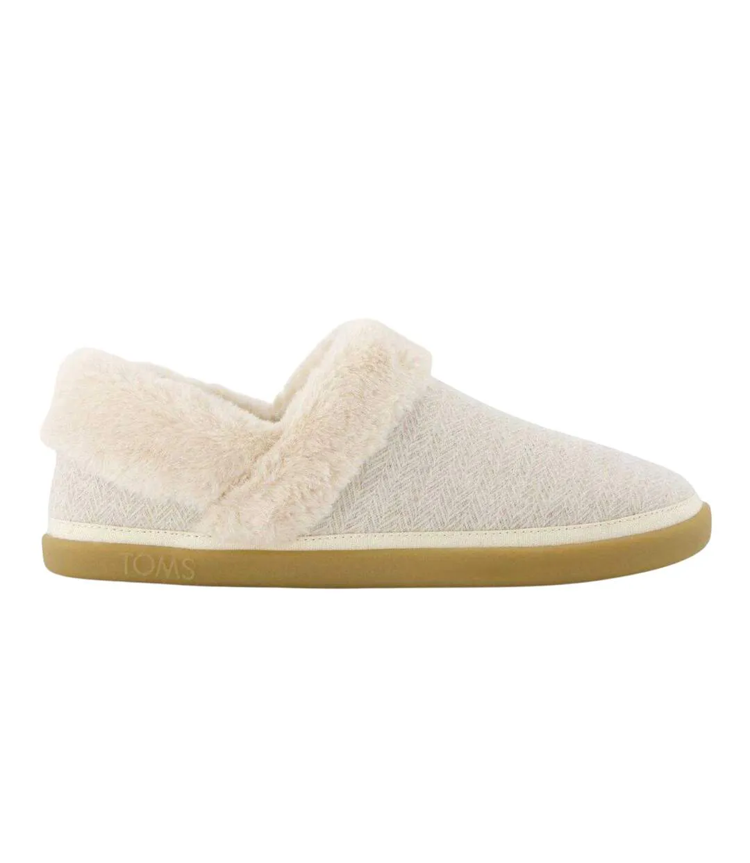 Womens/ladies Oslo Herringbone Faux Fur Lined Slippers Natural Toms-3