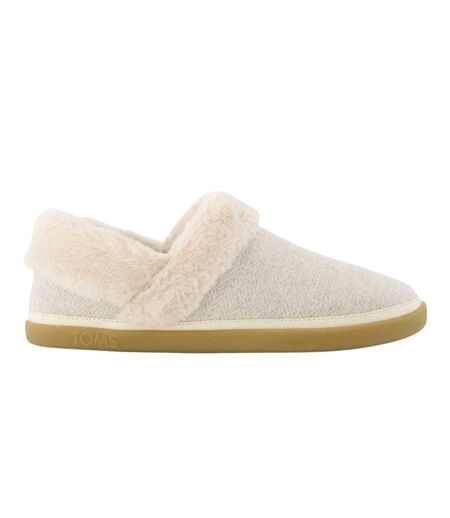 Womens/ladies Oslo Herringbone Faux Fur Lined Slippers Natural Toms