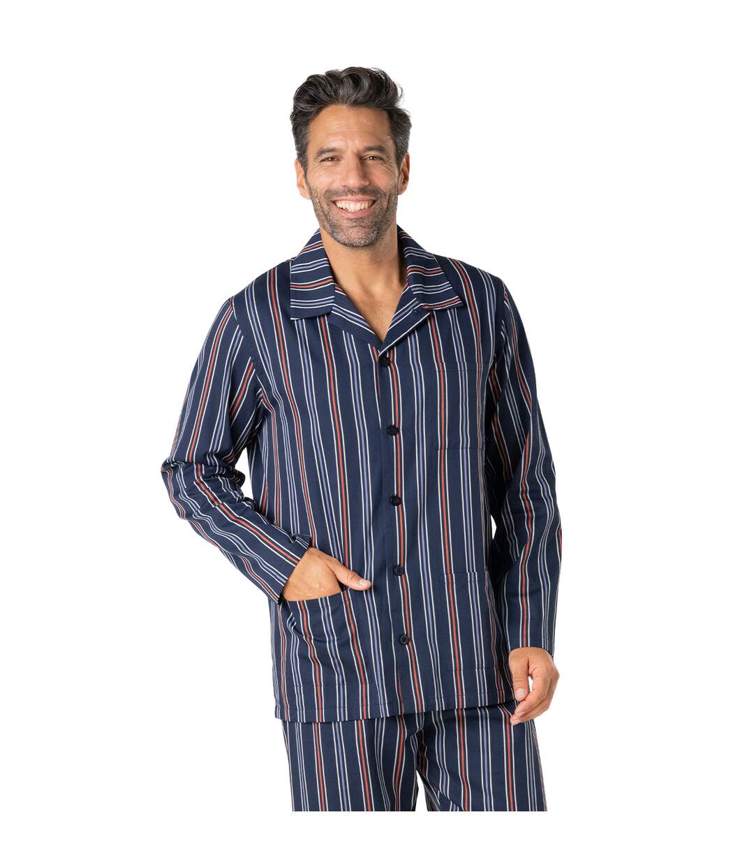 Pyjama long droit ouvert homme Popeline Eminence-1