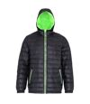 2786 Mens Hooded Water & Wind Resistant Padded Jacket (Black/Lime)