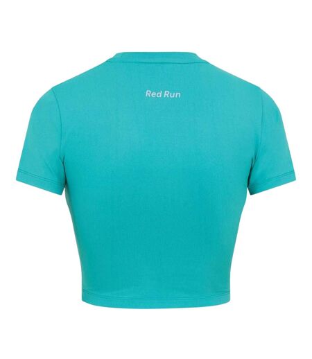 Womens/ladies Crop Top Earth Green Red Run