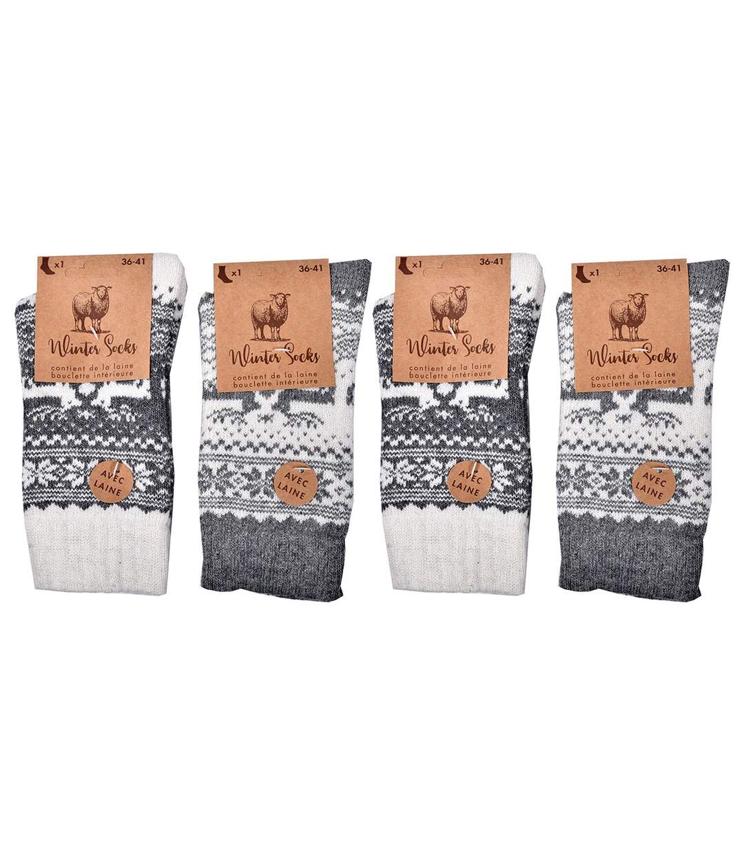 Chaussettes Femme WINTER SOCKS Pack de 4 Paires 0832 LAINE BOUCLETTE-3