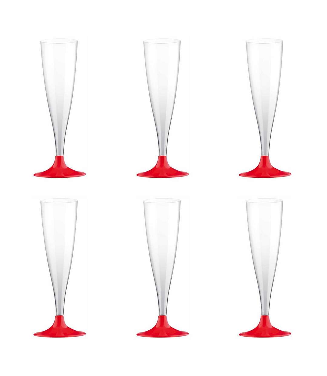 Lot de 6 Flûtes à Champagne Réutilisable Plastique 14cl Rouge-1