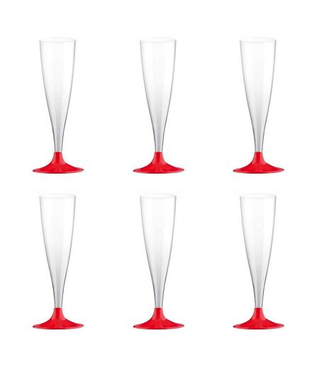 Lot de 6 Flûtes à Champagne Réutilisable Plastique 14cl Rouge