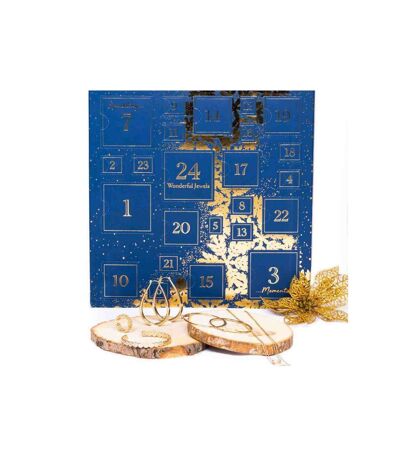 Calendrier de l'Avent Bleu - 24 Bijoux dorés