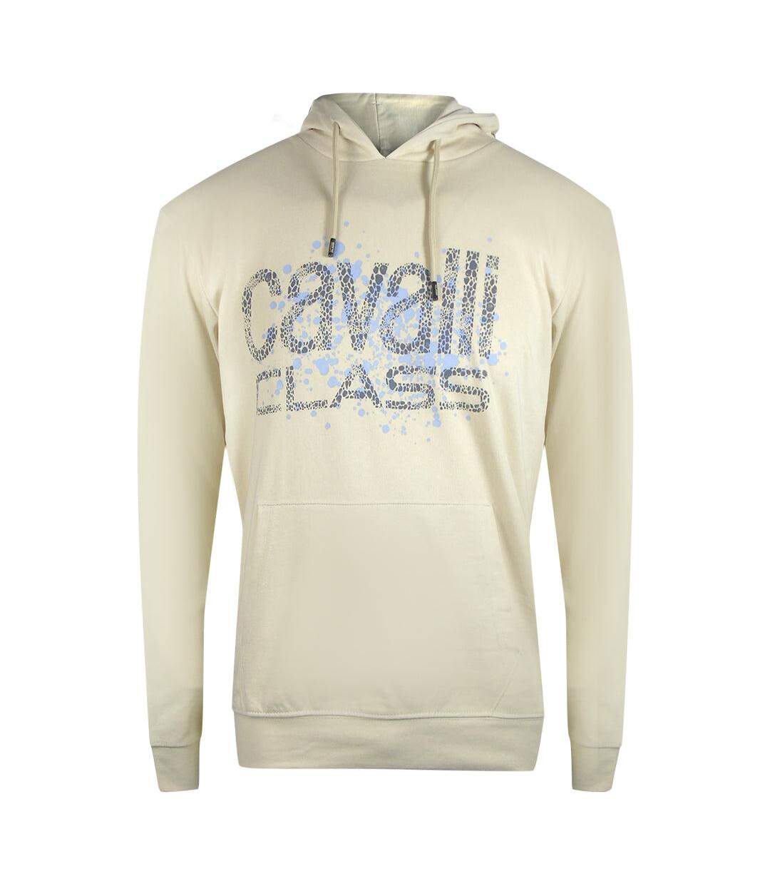 Sweat À Capuche Motif Logo Effet Peinture En Aérosol Homme Beige Cavalli Class-1