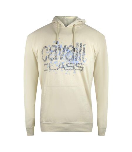 Sweat À Capuche Motif Logo Effet Peinture En Aérosol Homme Beige Cavalli Class