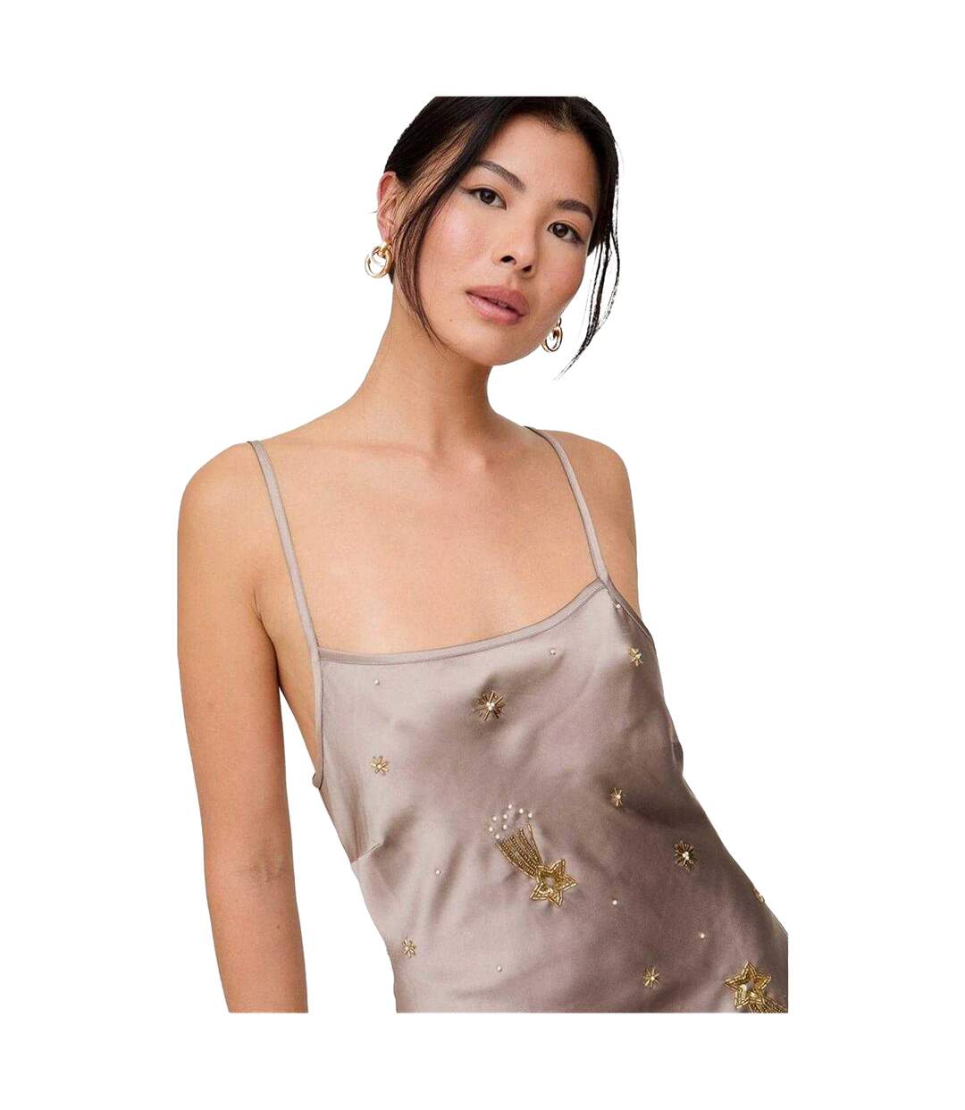 Robe Longue Sans Manches Motif/style Étoiles Femme Gris Clair Lily And Lionel-4