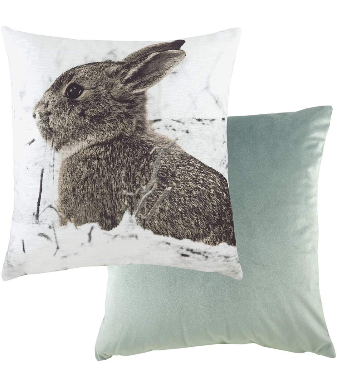 Photo hare cushion cover one size white/brown/powder blue Evans Lichfield-2