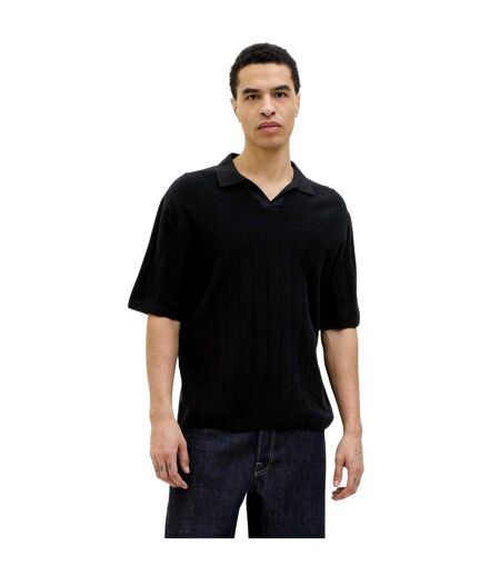 Mens Ribbed Polo Shirt Black Jack And Jones