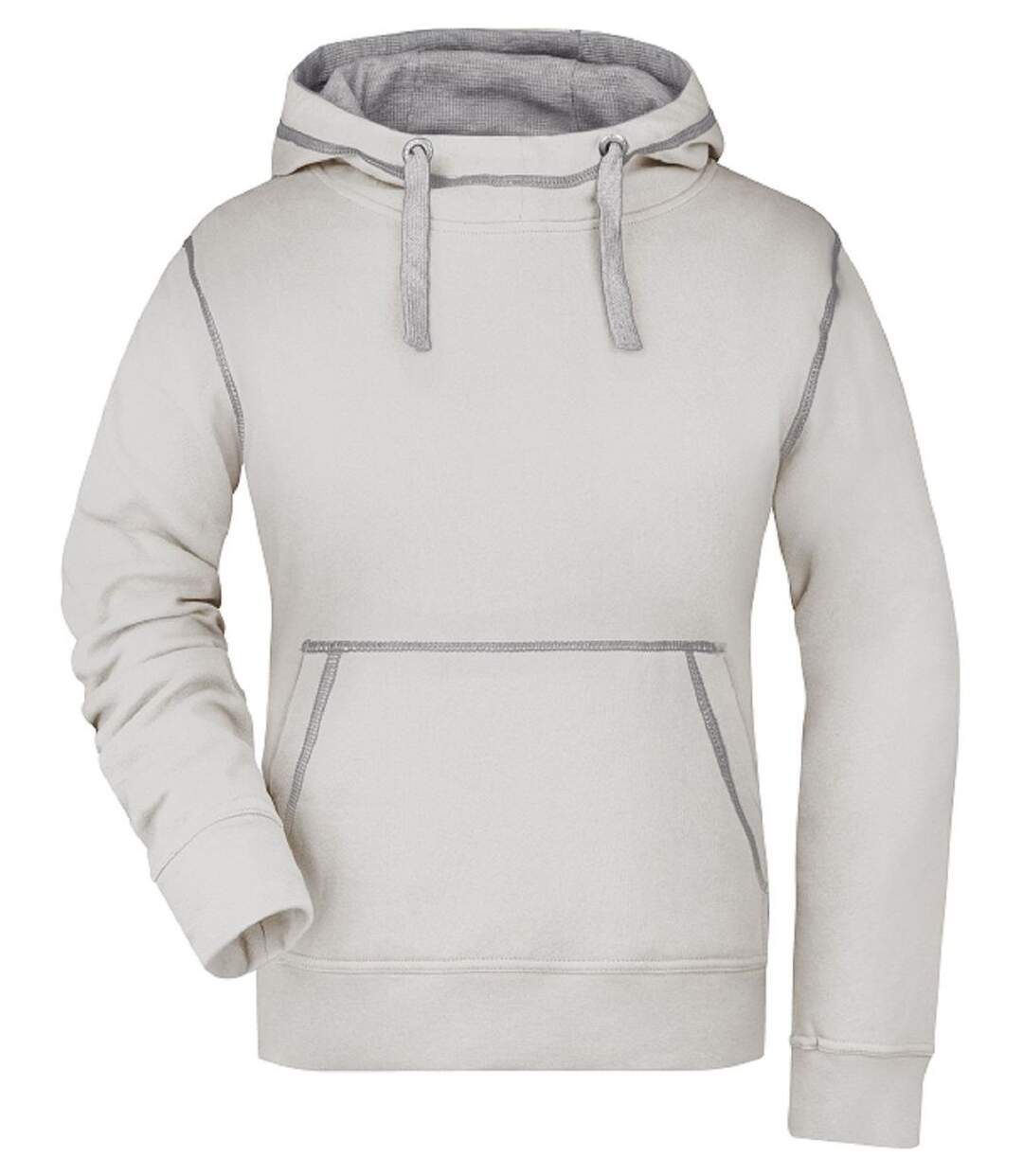 Sweat shirt à capuche femme - JN960 - blanc cassé et gris-1