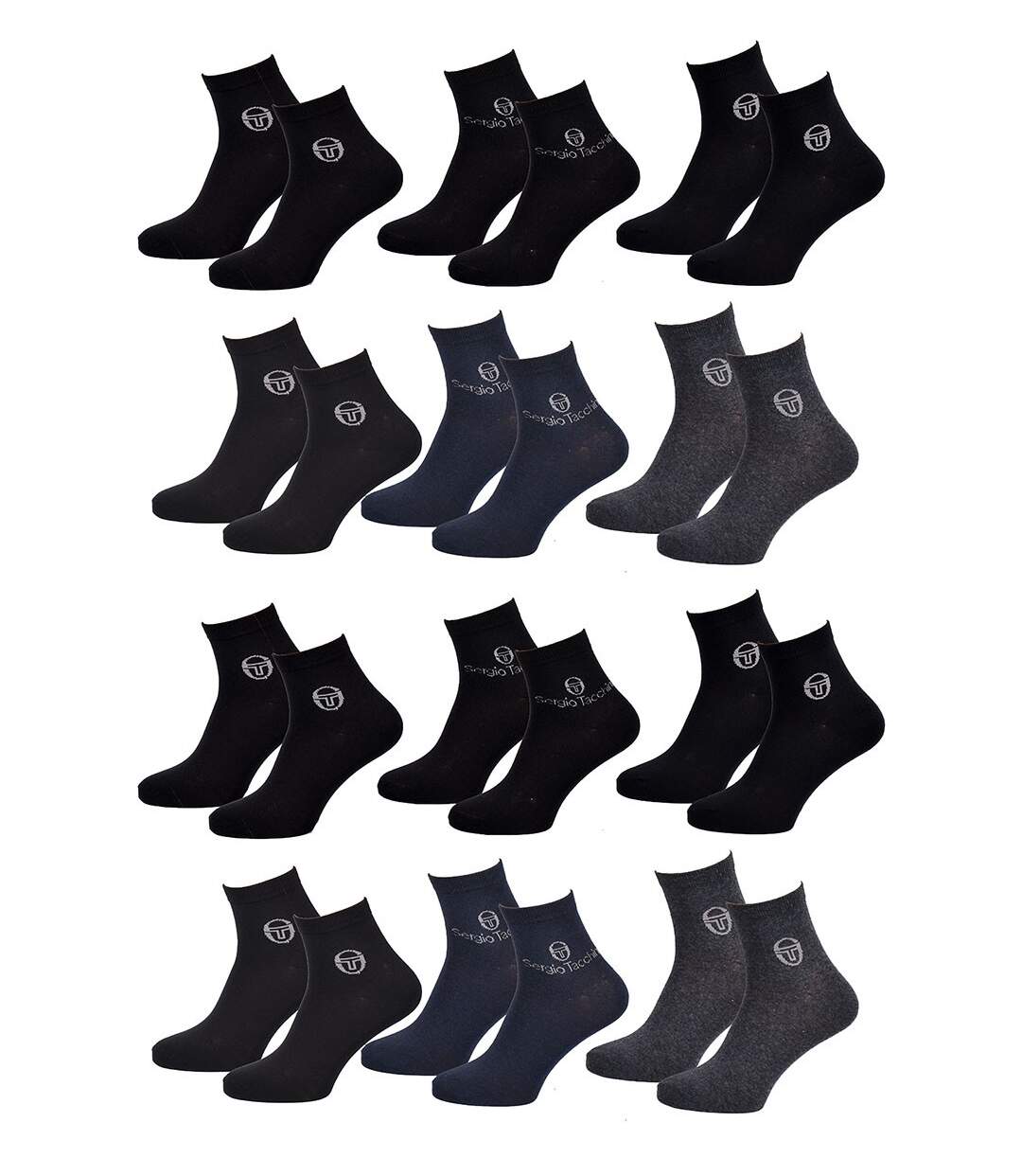 Chaussettes Homme VILLE SERGIO TACCHINI Lot de 12 QUARTER Pack de 12 Paires 0387-1