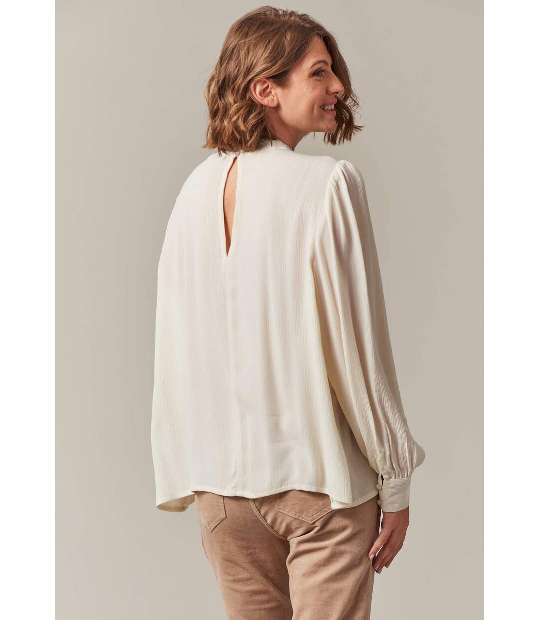 Blouse bohème avec dentelle et effet de transparence sur le décolleté pour femme CLOTY