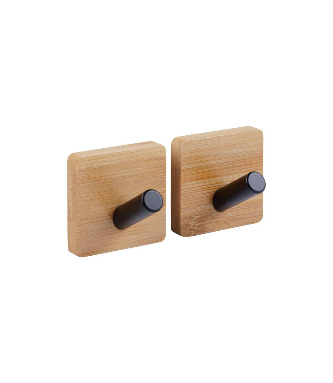Lot de 2 Patères Adhésives en Bambou Stiky 4cm Naturel-1
