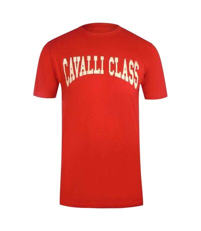T-shirt Motif Universitaire Homme Rouge Cavalli Class