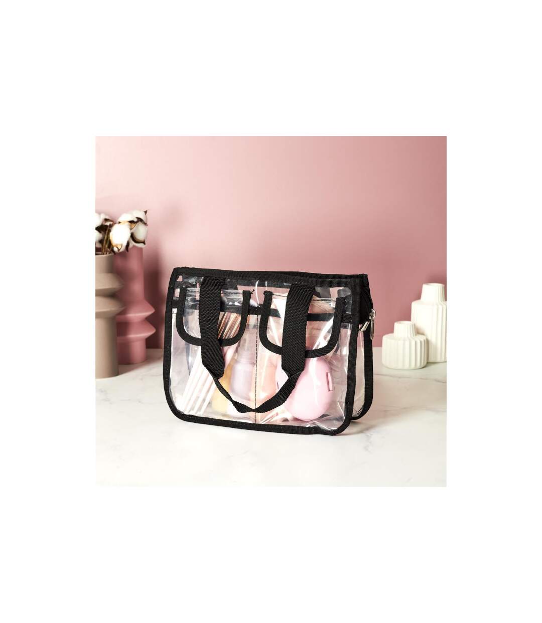 Trousse de Toilette Vanity 27cm Transparent & Noir-3