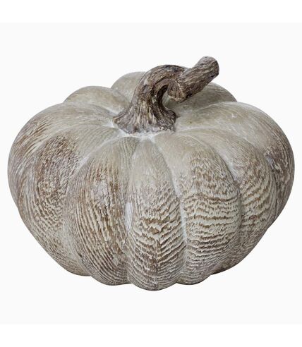 Hill Interiors Wood Effect Pumpkin Decoration (White/Gray) (One Size) - UTHI4252