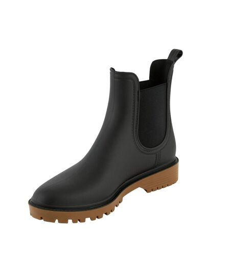 Bottes De Pluie Lady Harriett Femme Noir Mat Marron Pâle Regatta