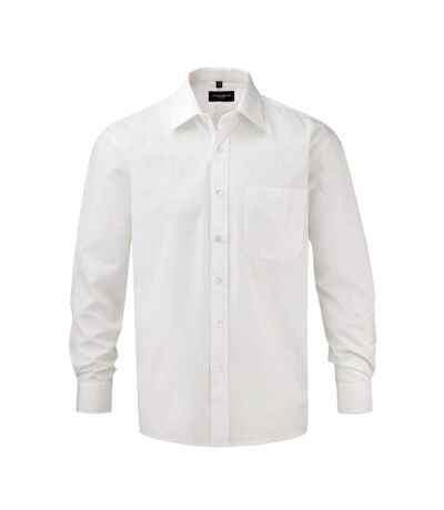 Mens poplin long-sleeved shirt white Russell Collection