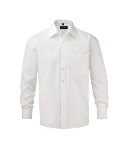 Russell Collection Mens Poplin Long-Sleeved Shirt (White)