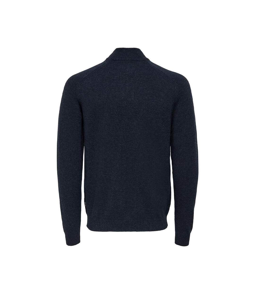 Pull 1/4 Zip Marine Homme Only & Sons Reg 7 - L