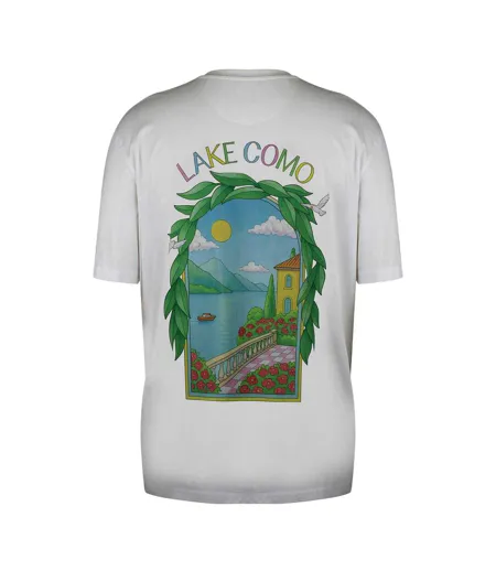 Unisex Adult Lake Como Back Print Oversized T-shirt White Green Blue Firetrap