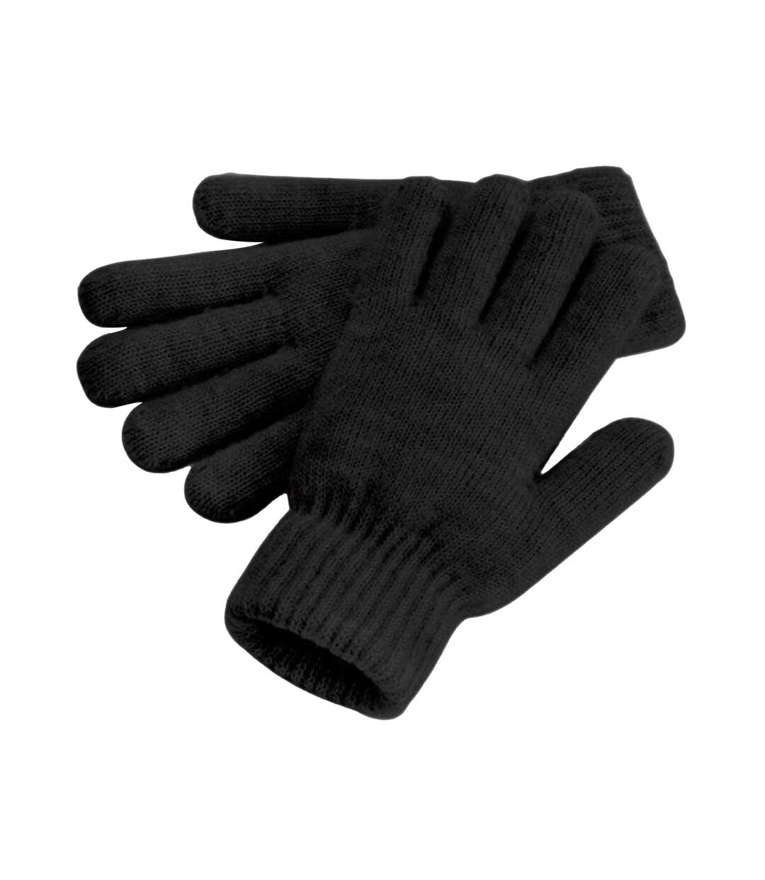 Cosy cuffed marl ribbed winter gloves one size black Beechfield-1