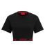 Womens/ladies Logo Ribbed Waistband Crop T-shirt Black Hugo-2