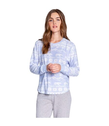 Womens/ladies Snowflake Relaxed Fit Top Light Blue PJ Salvage