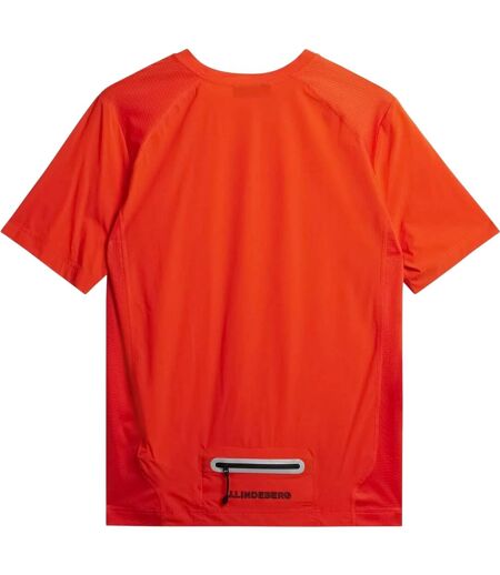 Mens Pro Crew Neck Regular T-shirt Tangerine Tango J.Lindeberg