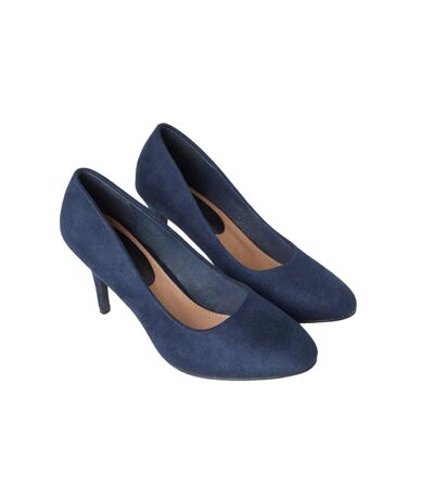 Womens/ladies elsa almond toe wide court shoes navy Good For The Sole