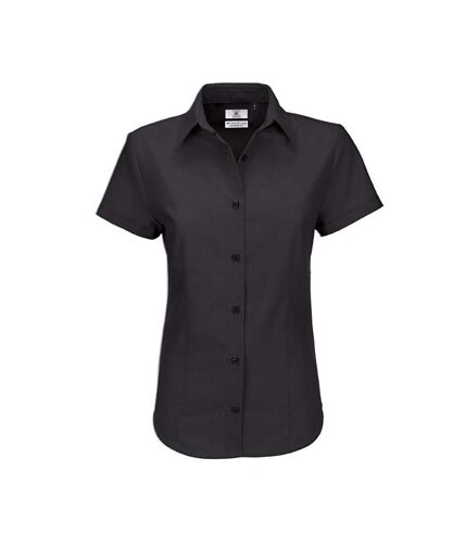 B&C Ladies Oxford Short Sleeve Shirt / Ladies Shirts (Black) - UTBC116