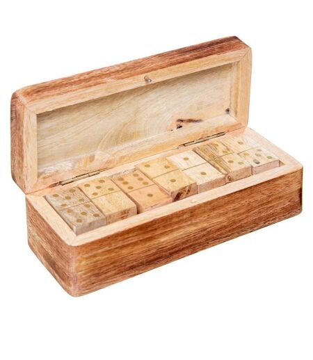 Jeu Domino en Bois Déco 16cm Marron